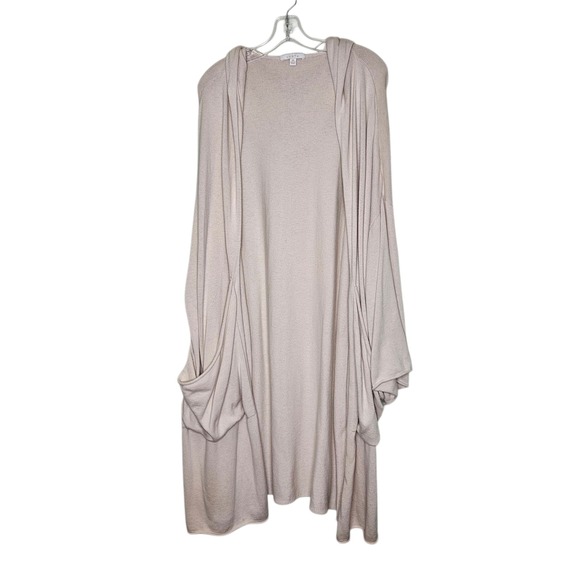 Lunya Good in Bed OS Open Front Hooded Knit Cardigan Duster Silk Blend Pockets - Picture 1 of 13